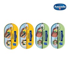 아만다 청어통조림 세트 오일청어 2p+후추청어 2p 통조림 세트 오메가3 여행용 통조림 반찬 뼈없는 순살청어 라트비아산, 1세트, 760g