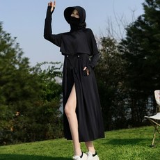 DFMEI 夏季長款防曬衣UPF50+防紫外線連帽全身防曬服透氣冰絲防曬衫, 均碼(80-160斤)