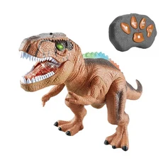 어린이를위한 RC 공룡 자동차 장난감 원격 제어 로봇 시뮬레이션 T-Rex Verisimilitude 소리 어린이를위한, 01 Brown