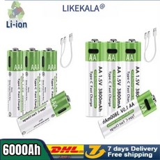LIKEKALA 리튬 이온 AAA 및 충전식 배터리 Type-C 3800mAh 1.5V 케이스 포함), 07 1 Card-hanging, 01 1.5V용