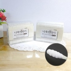 나무이야기 종이스틱 사각면봉 회오리형(200ea) (8482600)