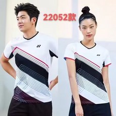 時尚羽球衣新款羽球衣上衣 時尚短袖羽毛球服yy 兵乓球服羽球衣 情侶短袖運動套裝羽球衣跑步服 比賽衣排球服22052, 22052女生上衣,L, 1個