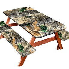 YEYE 아이JUICE벤치커버가있는피크닉테이블커버 182.9cm72인치 1.8m6피트 캠핑에센셜식탁보방수내유성 신축성있는가장자리 실내실외테라스용포레스트디122576, 카모플라주