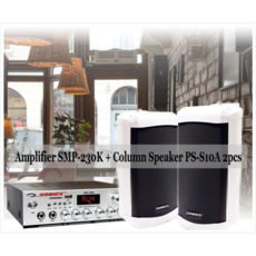 SONICS소닉스 앰프SMP-230K 2채널+ 방수컬럼스피커PS-S10A 10W(1조2PCS)세트구성