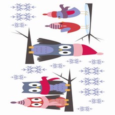 義大利進口HOME DECOR 靜電玻璃(窗戶)貼飾 22cmX67cm 冬季貓頭鷹(C96001), C96001 冬季貓頭鷹