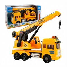台灣好車隊 大型黃色起重機吊車 (吊臂可升高升長) (車門開附人偶) - 台灣配音 品質佳, 1個, 如照片所拍