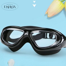 다알리아 수영 물안경 안티포그 김서림방지 UV차단 와이드뷰 실리콘 수경, 1개, 블랙