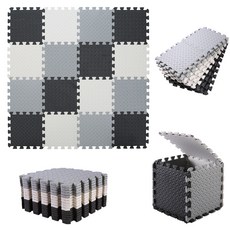 16개/세트 흑백과 회색 퍼즐 매트, 16개, blackwhtgrey