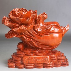 花梨木 白菜 百財 擺件 整木精雕, 如圖所示, 1個