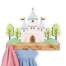 Midrean 나무 귀여운 성 아동용 코트 랙 벽 마운트 옷 로브 타월 백팩 장식 벽 후크 아기방 욕실 입구 침실용, Midrean 나무 귀여운 성 아동용 코트 랙 벽 마운