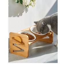 반려동물 밥그릇 애견 높이조절 식기 우드 세라믹 그릇, 3구 (2160), 1개, 3구