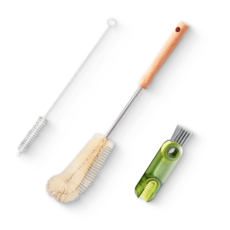 에크나 텀블러 물병 세척 솔 틈새 브러쉬 3종 세트, 1세트, 심플 베이지 우드톤