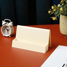 優選 名片架子擺臺桌面卡片收納盒名片架座商務展會女士 副廠商品, 1個, 米黃色ps臺式名片盒