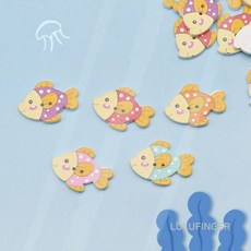 [룰루핑거] 우드비즈 귀염상 물고기 3x2.1x0.2cm (20개입) 1M-01-327, 없음