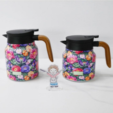 보온 보냉 물병 티주전자 316 스텐 티팟 주전자 1000ml, 1개, 레드블루꽃