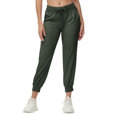 여성용 카고 하이킹 팬츠 빠른 건조 경량 엘라스틱 허리 버튼 포켓 조거 운동용 스웨트팬츠 여행 캐주얼 올리브 a 121163