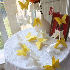 도르 페이퍼 나비 봄 모빌 가랜드 3m 파티 장식 세트, 옐로우화이트