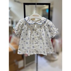 [해피랜드] 여름 40% /플라워 패턴이 고급스러운 5부 소매 블라우스 /사이즈 업으로 미니원피스처럼 입어도 GOOD*아일라블라우스*