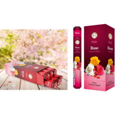 雨林薰舍 印度芳療 印度線香 印度製 India Flute 印度笛香 線香 塔香 倒流香 錐香 招財香 臥香香, Rose玫瑰(盒裝),六角盒1入/18~20支, Rose玫瑰