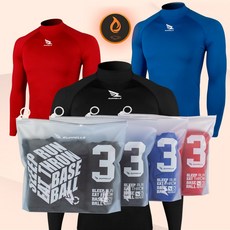 [구독자이벤트 2+1 패키지] 러펠스 베이직 기모 반목 언더셔츠 3개입, 레드