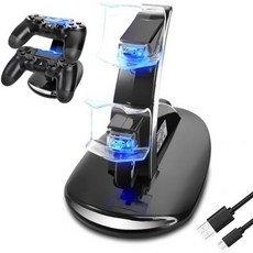메가드림 PS4 충전소 도크 - PlayStation 4 PS4 슬림 및 프로용 컨트롤러 USB 충전기 4종, PS4 컨트롤러 충전기 소니 프로 슬림 듀얼쇼크 4 컨