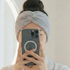 디오바인 세안 헤어밴드 니트 뷰티 헤어캡, 그레이