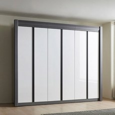 가구산책 키큰 도어 긴문 옷장 2600 H6428, 화이트그레이, 상세페이지 참조