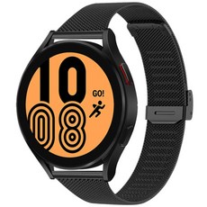 w9999 可相容Galaxy Watch4/5的纖薄米蘭式錶帶, 黑色, Galaxy Watch4/4 Classic/Watch3/Active2/1 20mm