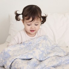 사가 출산선물 아기 신생아 사계절 겨울 보니에르 5중거즈 블랭킷, 블루
