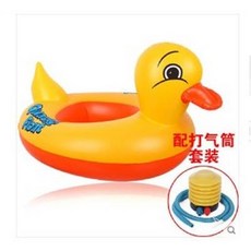 可愛鴨子造型兒童充氣游泳圈 附打氣筒, 兒童坐圈方向盤加厚卡通嬰兒腋下圈寶寶游泳圈, 1個
