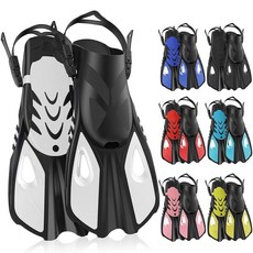 멜루밀루 스노클 지느러미 수영 지느러미 여행 사이즈 짧게 조절 가능 스노클링 다이빙 성인 남성 여성 오픈, L/XL (US 8.5-11.5), White