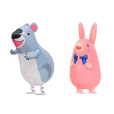 이벤트홀릭 산책풍선 2개 세트 헬륨 충전 가능 걸어다니는 놀이동산 산보 풍선, 1세트, 12. 코알라+토끼