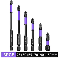 마그네틱 충격 필립스 비트 미끄럼 방지 긴 스크루드라이버 세트 전원 드릴링용 육각 섕크 크로스 임팩트, 02 6 Pcs
