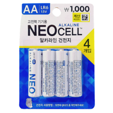 네오셀 알카라인 건전지 AA 4개입 + 코즈멧 압축 마스크팩, 1세트