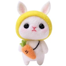 투데이리빙 DIY 양모 펠트 세트 귀여운 토끼 강아지 미니 인형 만들기 초보자 힐링 취미 공예 감성 캐릭터 미니어처 소품, 당근토끼, 1세트