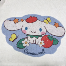 [산리오] 헬로키티 마멜로디 현관 코일 매트 - 강력 먼지 흡수 / 미끄럼 방지 홈 인테리어 발매트, 50*80cm, 딸기색 큰귀 강아지