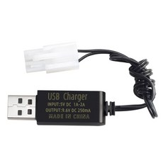 올칩 9.6V KET-2P USB RC카 로봇 장난감 배터리 충전 케이블 과충전 방지, 1개, (KET-2P) 9.6v USB충전기(블랙) 1개, (KET-2P) 9.6v USB충전기(블랙)