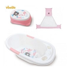 Vbebe 嬰幼兒專用浴盆 可調式沐浴網 多功能防滑椅(粉色), 1個, 粉色