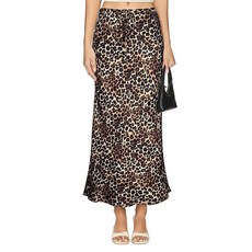 TEDDIFY 여성용 리넨 드로스트링 맥시 스커트 하이 웨이스트 하늘거리는 플레어 A라인 롱 스커트 안감 포함 레오파드. XS