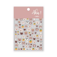 1pc 만화 카와이 공룡 곰 동물 네일 아트 스티커 토끼 Floret 초박형 일본 데칼 자기 접착 매니큐어 장식