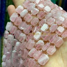 천연석 8x12MM 특수 평면 직사각형 아쿠아 마린 황수정 석영 스페이서 비즈 쥬얼리 만들기 Diy 팔찌 액세서리, rose quartz, 8x12mm 12-14pcs