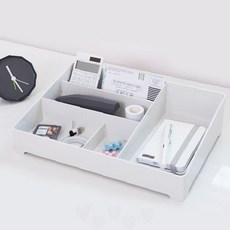 서랍속 문구류 소품수납 책상정리 칸막이 사무실 보관함 다층구조 트레이형, 1개, 블루