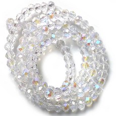 Bead 크리스탈 4mm 론델비즈 한세트 2줄 컬러선택, 투명오로라