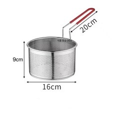 DAMON 스텐 튀김망 필터 철망 튀김 바구니, 304 실리콘 손잡이 원형 바구니 16cm (고정 손잡