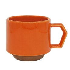 칩스 일본 핸드메이드 미노야키 도자기 쌓는 스택 머그컵 280ml, 1개, 솔리드 오렌지