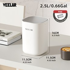 84.54온스 용량의 미니 데스크탑 쓰레기통은 화장대 책상 사무실 책상 거실 등 어디에 두어도 잘 어울립니다. 집안 인테리어 방 꾸미기 청소에 필수적인 아이템입니다., White