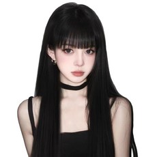 MOKiN 여성 자연스러운 긴머리 통가발 가발망 패션 롱 네츄럴블랙, 1개, 블랙 1개, 블랙