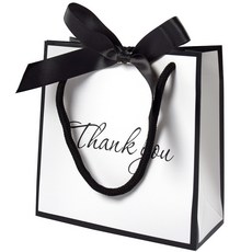 嗨購 10入小號禮品包裝袋 現貨簡約ins素色購物袋 黑白蝴蝶結紙袋, 1個, 手提款白色黑邊（10