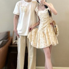 커플 시밀러룩 여행 웨딩촬영 반팔 바캉스 하와이안 드레스 휴양지 티셔츠 패밀리룩 원피스 긴팔