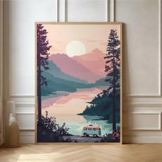 밴 캠핑 모험 포스터 여행 자연 풍경 캔버스 회화 레트로 벽 예술 거실 홈 장식, G. 6